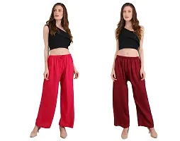 EZIA OUTFIT Women's Pure  Soft Rayon Loose fit Palazzos Flared Wide Leg Regular Pant-thumb4