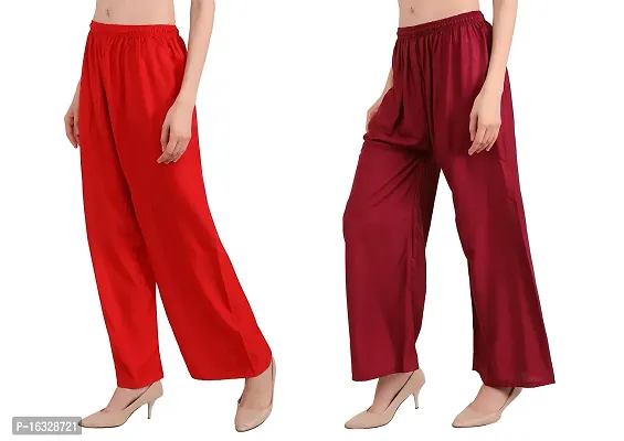 EZIA OUTFIT Women's Pure  Soft Rayon Loose fit Palazzos Pant Free Size-thumb3