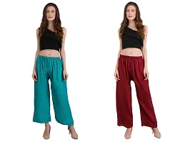 EZIA OUTFIT Women's Pure  Soft Rayon Loose fit Palazzos Flared Wide Leg Regular Pant-thumb4