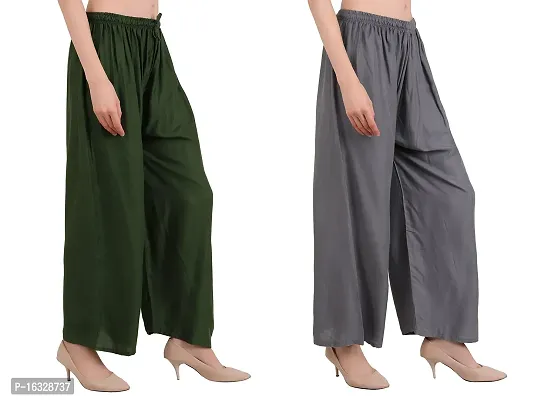 Comfortable and Versatile Women's Rayon Palazzo Pants for Sizes up to 2XL Combo-thumb4