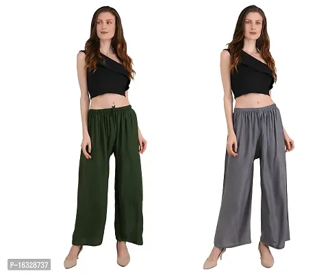 Comfortable and Versatile Women's Rayon Palazzo Pants for Sizes up to 2XL Combo-thumb5