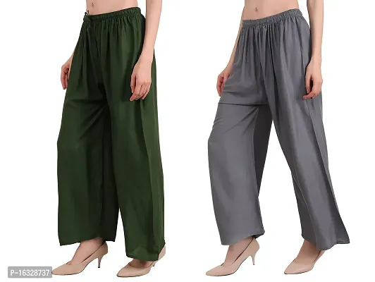 Comfortable and Versatile Women's Rayon Palazzo Pants for Sizes up to 2XL Combo-thumb3