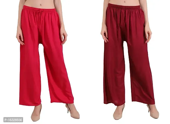 EZIA OUTFIT Women's Pure  Soft Rayon Loose fit Palazzos Flared Wide Leg Regular Pant