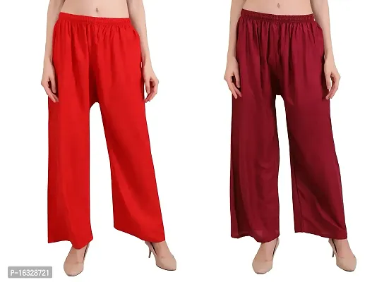 EZIA OUTFIT Women's Pure  Soft Rayon Loose fit Palazzos Pant Free Size