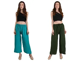 EZIA OUTFIT Women's Pure  Soft Rayon Loose fit Palazzos Flared Wide Leg Regular Pant-thumb4