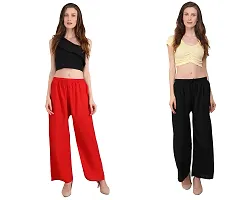 EZIA OUTFIT Women's Pure  Soft Rayon Loose fit Palazzos Trouser Pant Free Size-thumb4