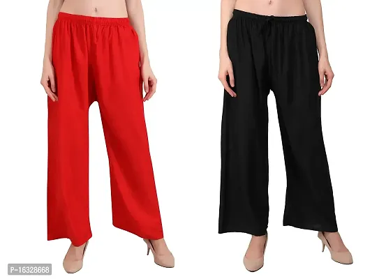 EZIA OUTFIT Women's Pure  Soft Rayon Loose fit Palazzos Trouser Pant Free Size