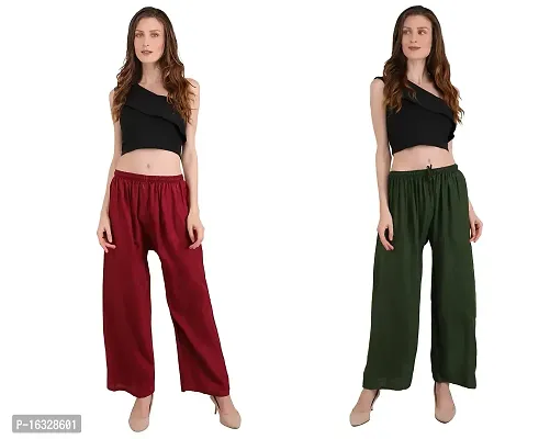 Comfortable and Versatile Women's Rayon Palazzo Pants for Sizes up to 2XL Combo-thumb5