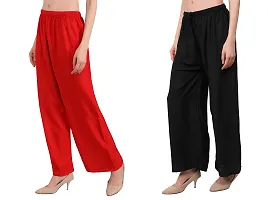 EZIA OUTFIT Women's Pure  Soft Rayon Loose fit Palazzos Trouser Pant Free Size-thumb2