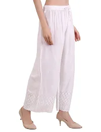 EZIA OUTFIT Women's Rayon Chiken Emboridered with Half Chikankari Art Work White Palazzo for Women-thumb4