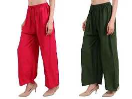 EZIA OUTFIT Women's Pure  Soft Rayon Loose fit Palazzos Pant Free Size-thumb2