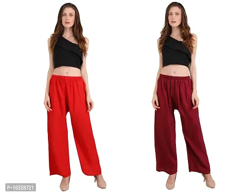 EZIA OUTFIT Women's Pure  Soft Rayon Loose fit Palazzos Pant Free Size-thumb5