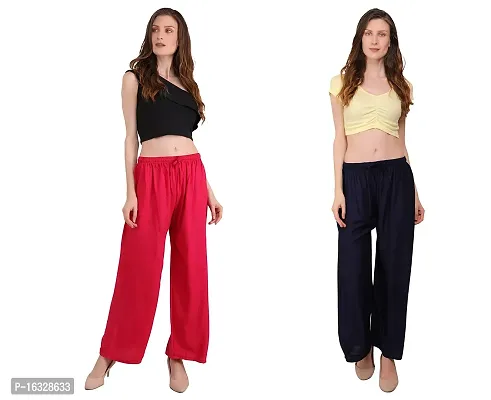 Comfortable and Versatile Women's Rayon Palazzo Pants for Sizes up to 2XL Combo-thumb5