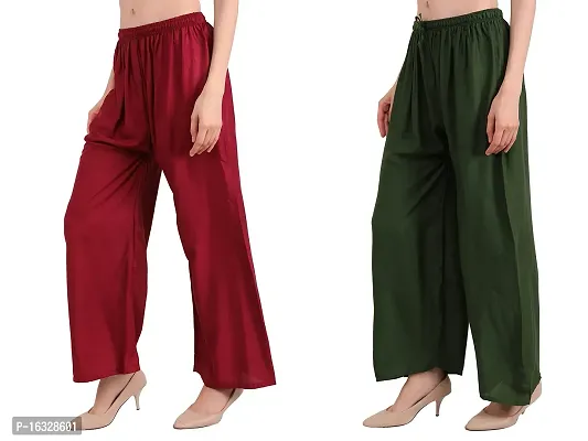 Comfortable and Versatile Women's Rayon Palazzo Pants for Sizes up to 2XL Combo-thumb3