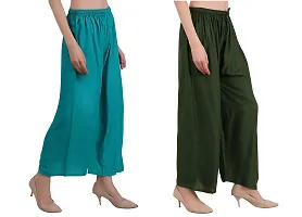 EZIA OUTFIT Women's Pure  Soft Rayon Loose fit Palazzos Flared Wide Leg Regular Pant-thumb3