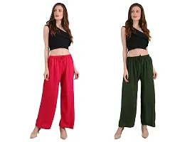 EZIA OUTFIT Women's Pure  Soft Rayon Loose fit Palazzos Pant Free Size-thumb4