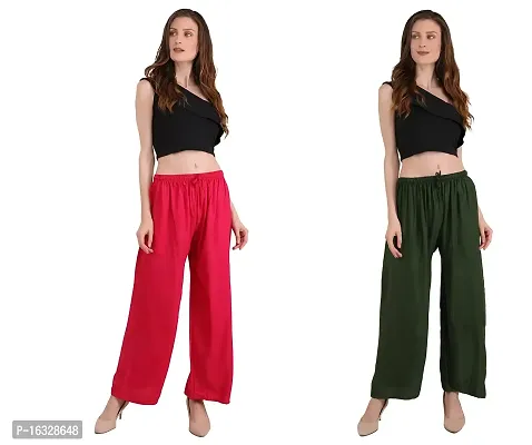 EZIA OUTFIT Women's Pure  Soft Rayon Loose fit Palazzos Pant Free Size-thumb5