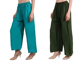 EZIA OUTFIT Women's Pure  Soft Rayon Loose fit Palazzos Flared Wide Leg Regular Pant-thumb2