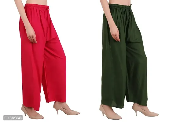 EZIA OUTFIT Women's Pure  Soft Rayon Loose fit Palazzos Pant Free Size-thumb4