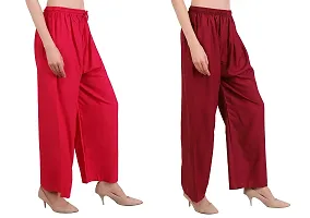 EZIA OUTFIT Women's Pure  Soft Rayon Loose fit Palazzos Flared Wide Leg Regular Pant-thumb3