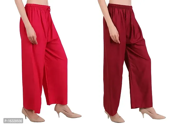 EZIA OUTFIT Women's Pure  Soft Rayon Loose fit Palazzos Flared Wide Leg Regular Pant-thumb4