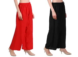 EZIA OUTFIT Women's Pure  Soft Rayon Loose fit Palazzos Trouser Pant Free Size-thumb3