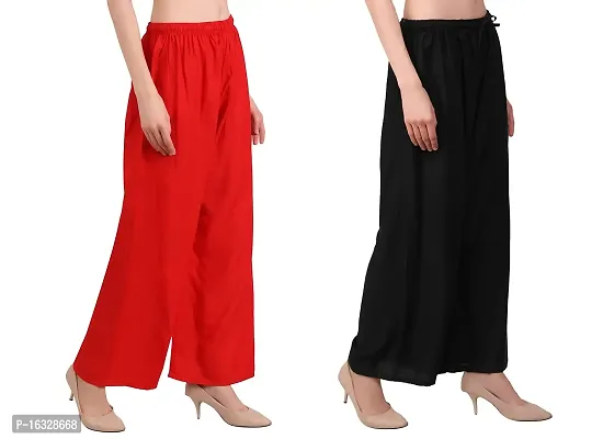 EZIA OUTFIT Women's Pure  Soft Rayon Loose fit Palazzos Trouser Pant Free Size-thumb4