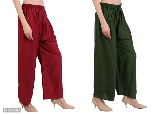 Comfortable and Versatile Women's Rayon Palazzo Pants for Sizes up to 2XL Combo-thumb4