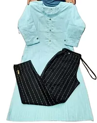 Kurti Set Frill Design (L, Blue)-thumb1