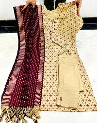 Stylish Cotton Kurti Set with Dupatta for Women (Pack of-1) (X-Large, Golden)-thumb1