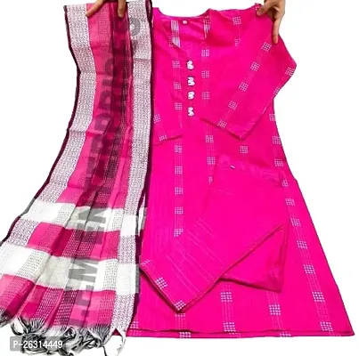 Stylish Cotton Kurti Set with Dupatta for Women (Pack of-1) (XXX-Large, Pink)-thumb0