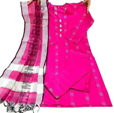 Stylish Kurti Set with Dupatta for Women (Pack of-1) (X-Large, Pink)