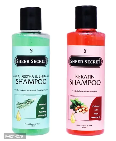 Amla Reetha Shikakai Shampoo 200 ml and Keratin Shampoo 200 ml