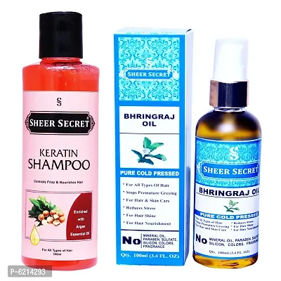 Keratin Shampoo 200 ml and Bhringraj Oil 100 ml-thumb0