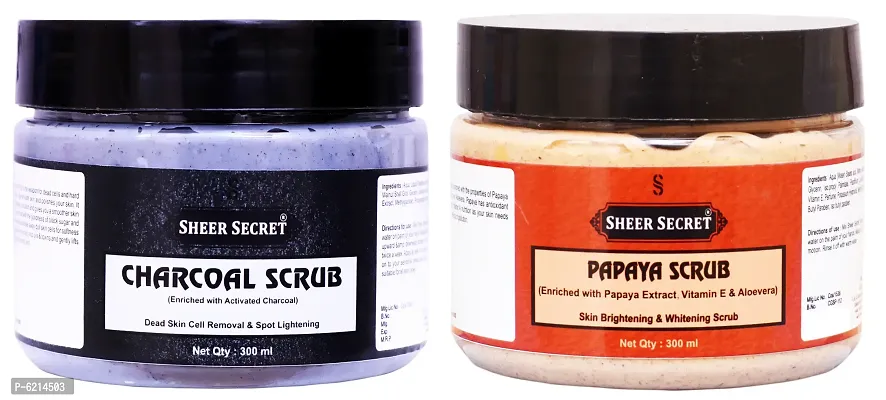 Charcoal Scrub 300 ml and Papaya Scrub 300 ml