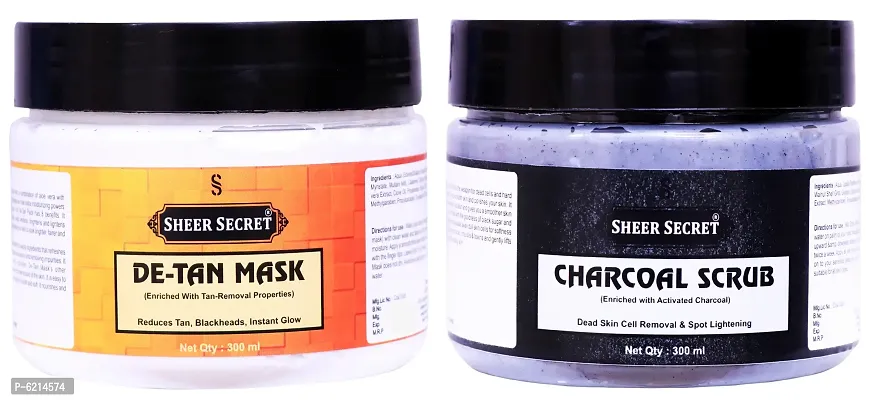 De-tan Mask 300 ml and Charcoal Scrub 300 ml