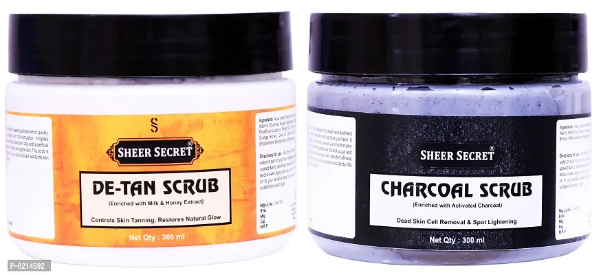 De-tan Scrub 300 ml and Charcoal Scrub 300 ml
