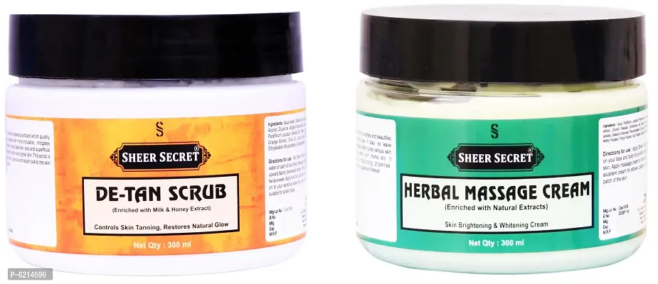 De-tan Scrub 300 ml and Herbal Massage Cream 300 ml