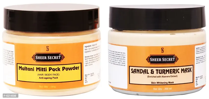 Multani Mitti Pack Powder 150 Grams and Sandal Mask 300 ml