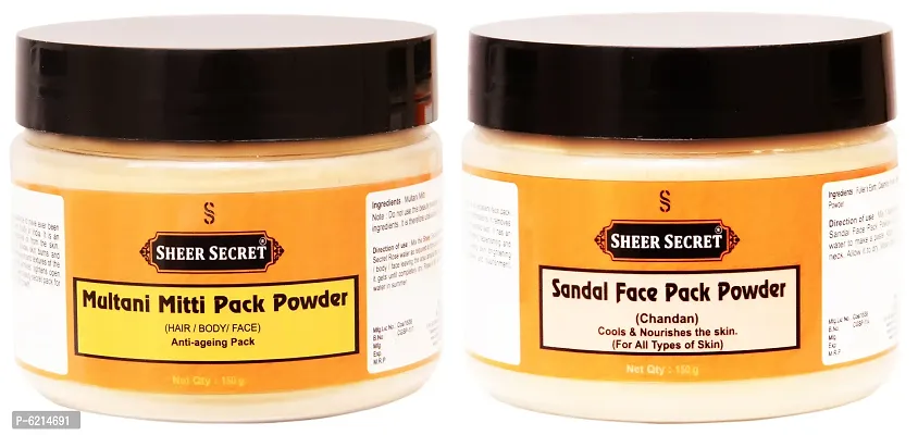 Multani Mitti Pack Powder 150 Grams and Sandal Face Pack Powder 150 Grams