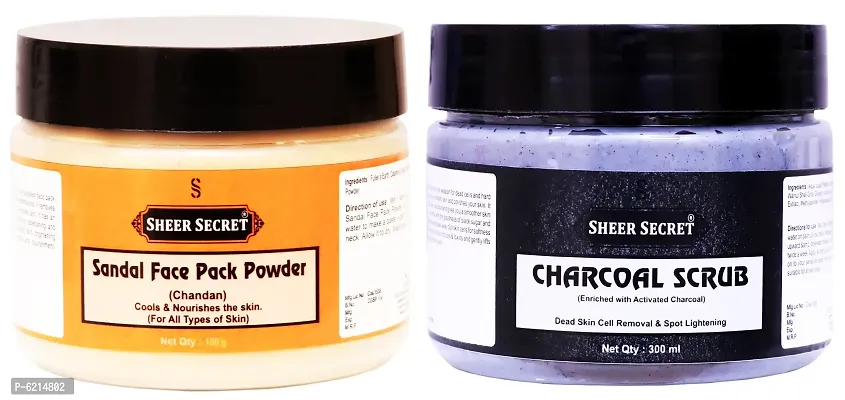 Sandal Face Pack Powder 150 Grams and Charcoal Scrub 300 ml-thumb0