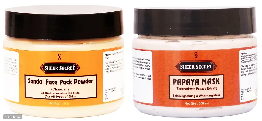 Sandal Face Pack Powder 150 Grams and Papaya Mask 300 ml