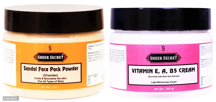 Sandal Face Pack Powder 150 Grams and Vitamin E Cream 300 ml