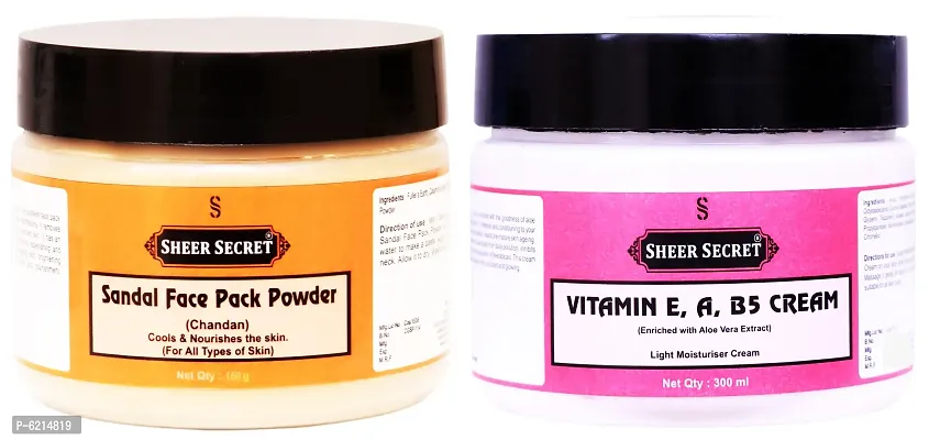 Sandal Face Pack Powder 150 Grams and Vitamin E Cream 300 ml-thumb0