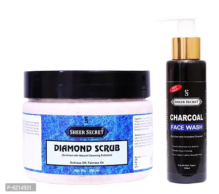 Charcoal Face Wash 100 ml and Diamond Scrub 300 ml