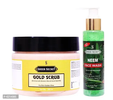 Neem Face Wash 100 ml and Gold Scrub 300 ml-thumb0