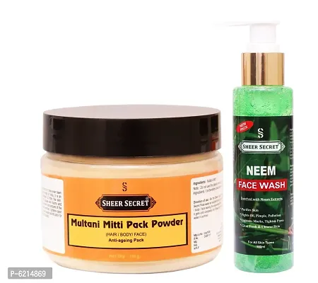 Neem Face Wash 100 ml and Multani Mitti Pack Powder 150 ml-thumb0