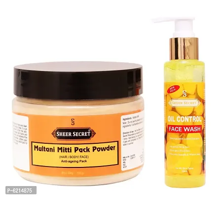 Oil Control Face Wash 100 ml and Multani Mitti Pack Powder 150 ml-thumb0