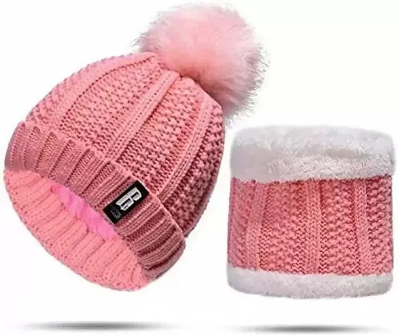 Stylish Winter Cap And Neck Warmer Set For Women