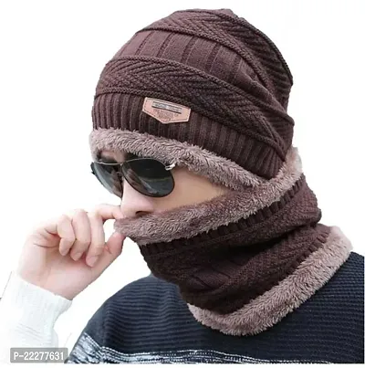 GlamSmart Winter Cap  Neck warmer set for Men Pack of 1-thumb0